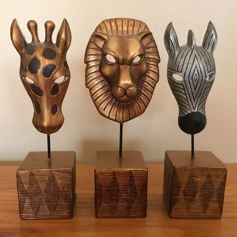 Set of Three Metal African Animal Photo Holders